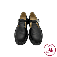 Шкіряні жіночі туфлі на плоскій платформі чорного кольору “Style Shoes”, фото 6