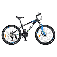 Велосипед "OPTIMAL" PROF1 G24OPTIMAL A24.4 24 д. Алюм.рама 13", SHIMANO 21SP, DB, FW TZ500, чорн-голуб