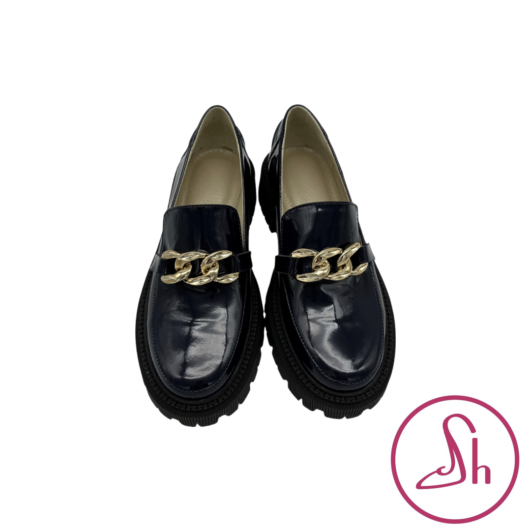 Лакові жіночі лофери синього кольору “Style Shoes”