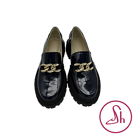 Лакові жіночі лофери синього кольору “Style Shoes”