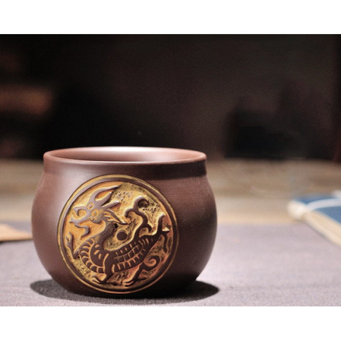 Чашка Suzaku Дракон і Фенікс коричнева 80 мл. 6,5*6,5*4,8см.