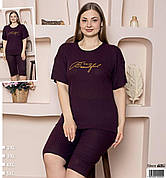 Комплект на більші розміри БАТАЛ футболка і капрі якість коттон в рубчик 2XL-3XL-4XL-5XL