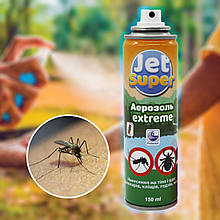Спрей від комарів та комах Jet Super repellent extreme аерозоль репелент 150 мл захист до 6 год для дітей та дорослих