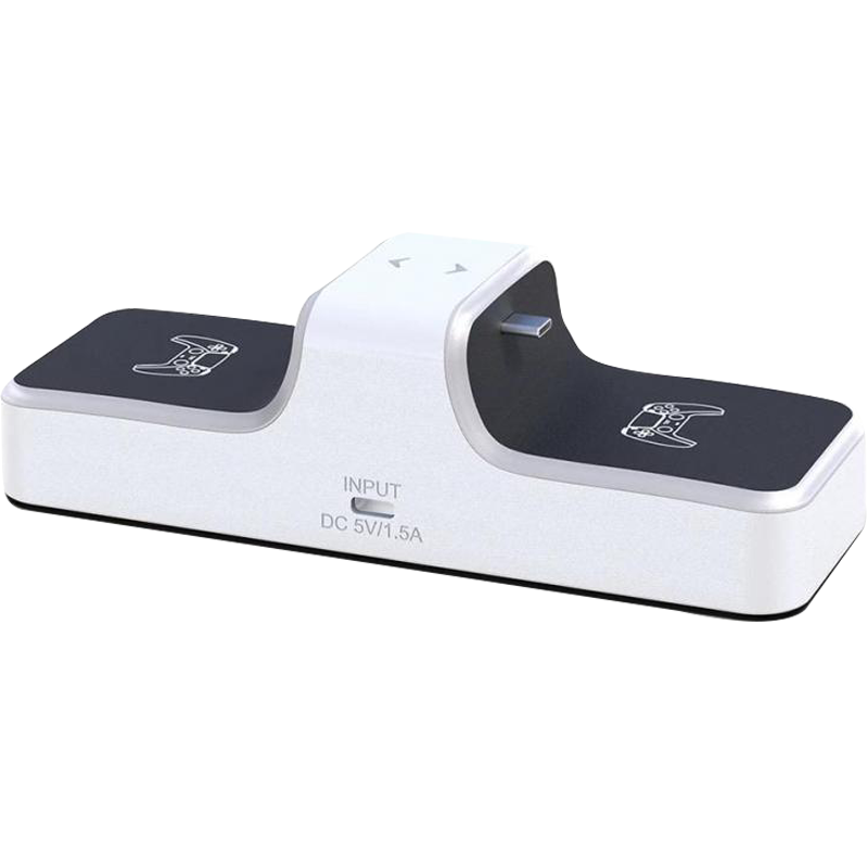 Зарядна станція PS5 для геймпадів з LED підсвічуванням швидка зарядка USB кабель 2 контролера комплект, фото 1