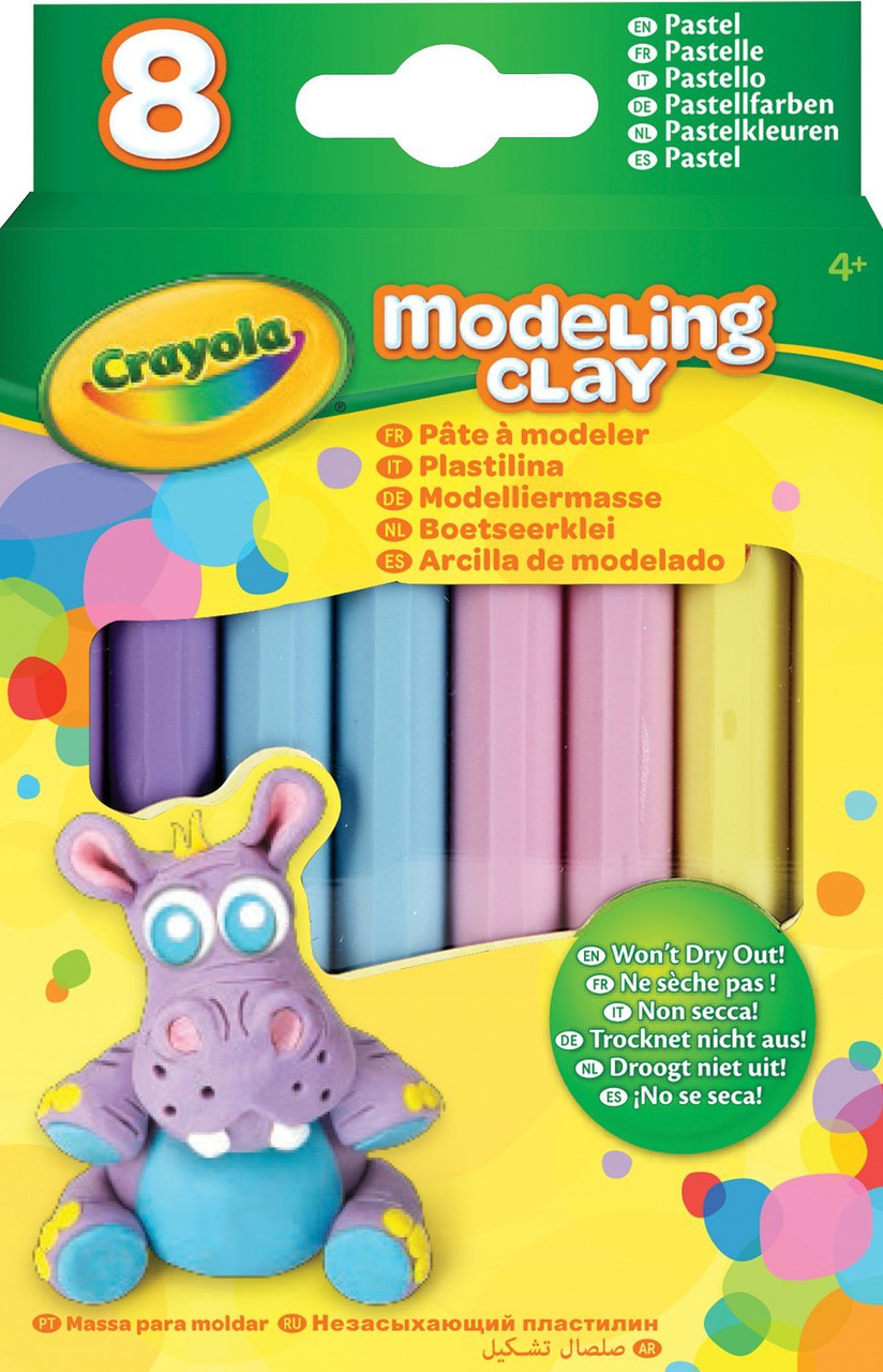 Незасихаючий пластилін, 8 пастельних кольорів, Modeling Clay, Crayola 