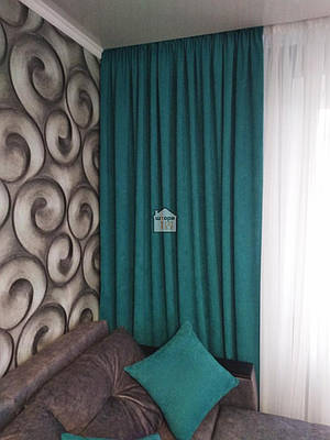Бірюзові однотонні штори Мікровелюр матові на вікна у спальню №100 diamond 2 штори