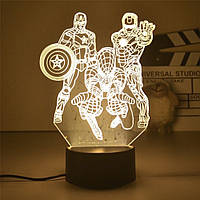 Світильник Marvel 3D світлодіодний USB Led нічник Марвел з 3D ефектом Хіт продажу!