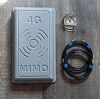 Антенна широкополосная MIMO 4G (824-2700 МГц, 2х17Дб) с кабелем RG58 2x5 метров