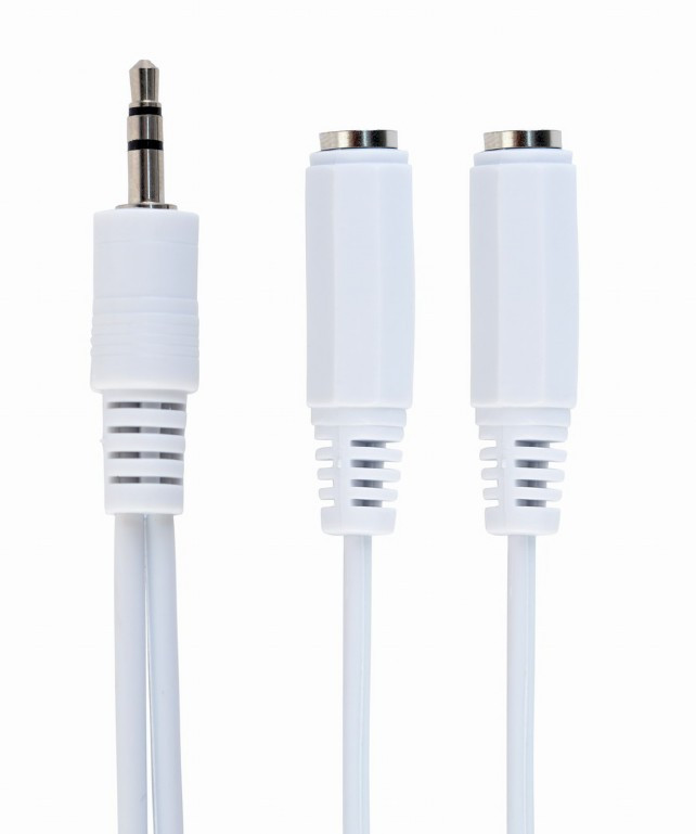 Аудіо-кабель Cablexpert (CCA-415W) 3.5 mm-2х3.5 mm 0.1 м, стерео, White