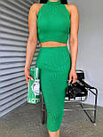 Костюм жіночий в'язаний трикотаж у обтягнення: топ і спідниця-міді (в кольорах), фото 7