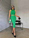 Костюм жіночий в'язаний трикотаж у обтягнення: топ і спідниця-міді (в кольорах), фото 8