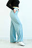 Палаццо брюки для дівчинки трикотаж широкий рубчик з кишенями, колір блакитний, фото 8