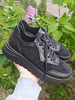 Женские черные кожаные кроссовки Alex Bens 38 розмер