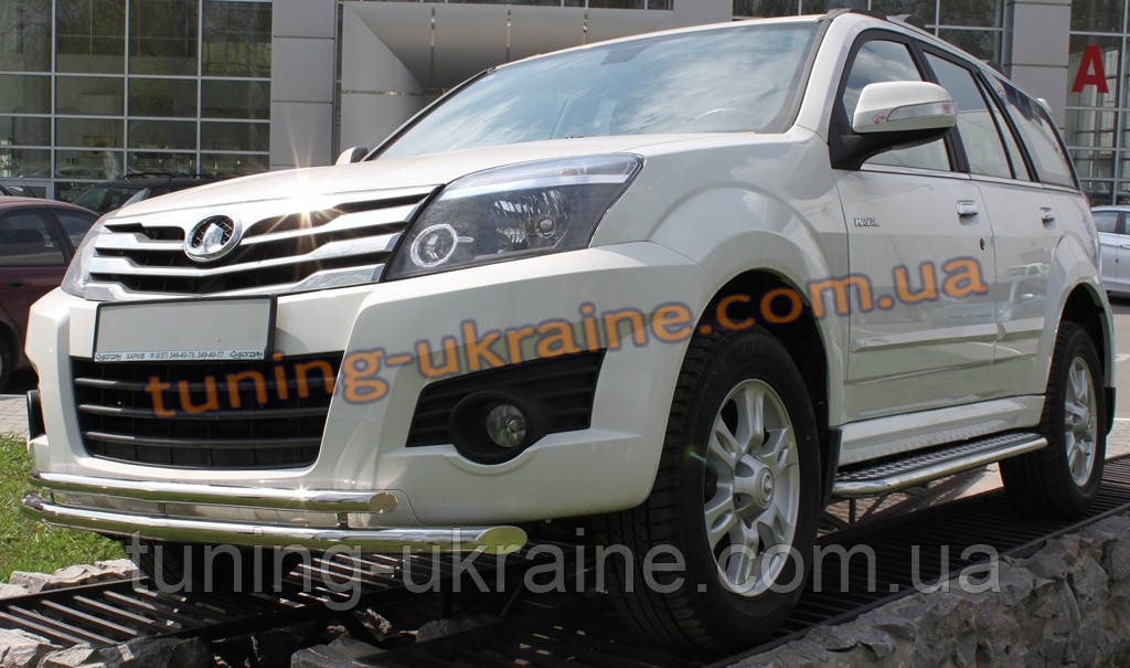 Защита переднего бампера труба двойная D60-42 на Great Wall Hover-Haval H3 2010 - фото 2 - id-p315446386