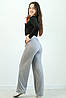 Палаццо брюки для дівчинки трикотаж широкий рубчик з кишенями колір сірий, фото 6