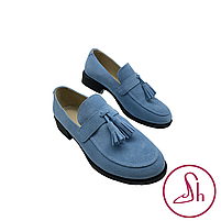 Жіночі замшеві лофери блакитного кольору “Style Shoes”, фото 2