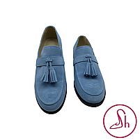 Жіночі замшеві лофери блакитного кольору “Style Shoes”, фото 3