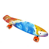 Скейт оригінал "Penny Board FISH" з принтом Океан з колесами, що світяться LED (Пенні лайт).
