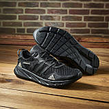 Якісні літні чоловічі кросівки Adidas з натуральної шкіри + текстиль model-386 ,чорні, фото 6