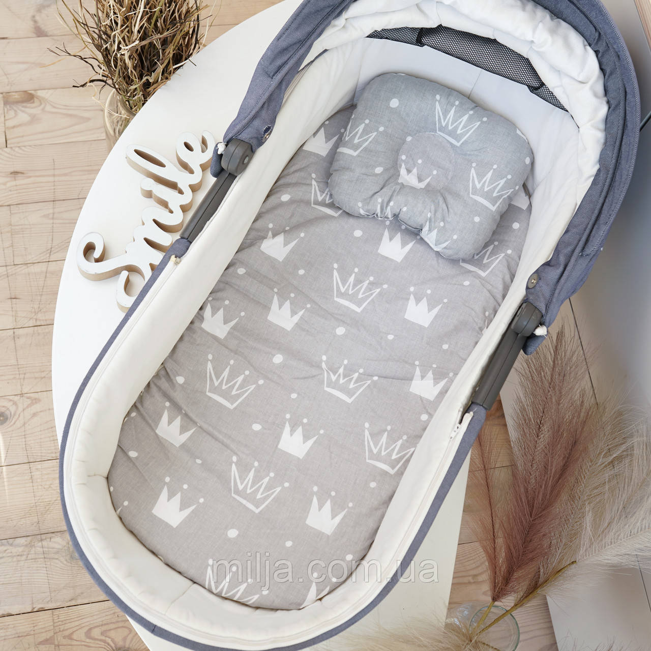 Дитячий непромокаючий набір в коляску "Білі Коронки", фото 1