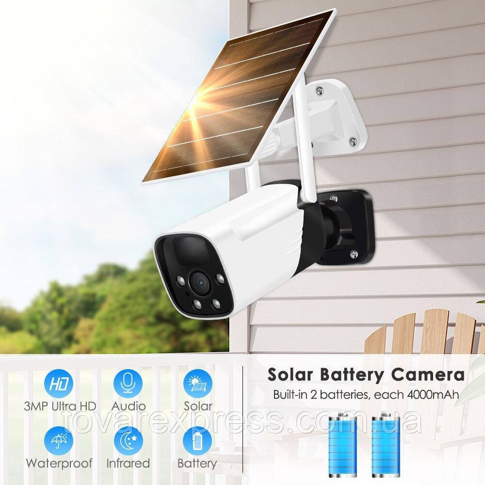 Камера видеонаблюдения с солнечной панелью W07 APP ICSSE 6 mp/ Поворотная уличная камера,TE - фото 2 - id-p1849658258