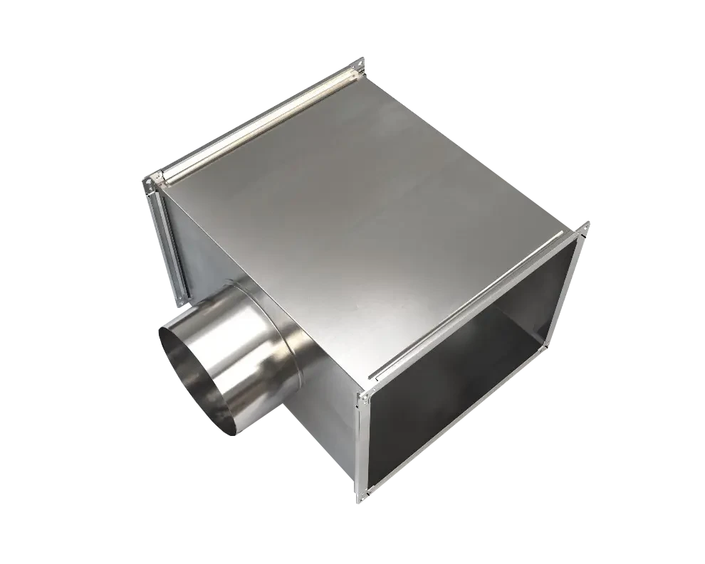 Трійник прямокутний з круглої врізкою для повітроводів