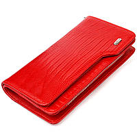 Женское портмоне клатч из натуральной кожи CANPELLINI красное
