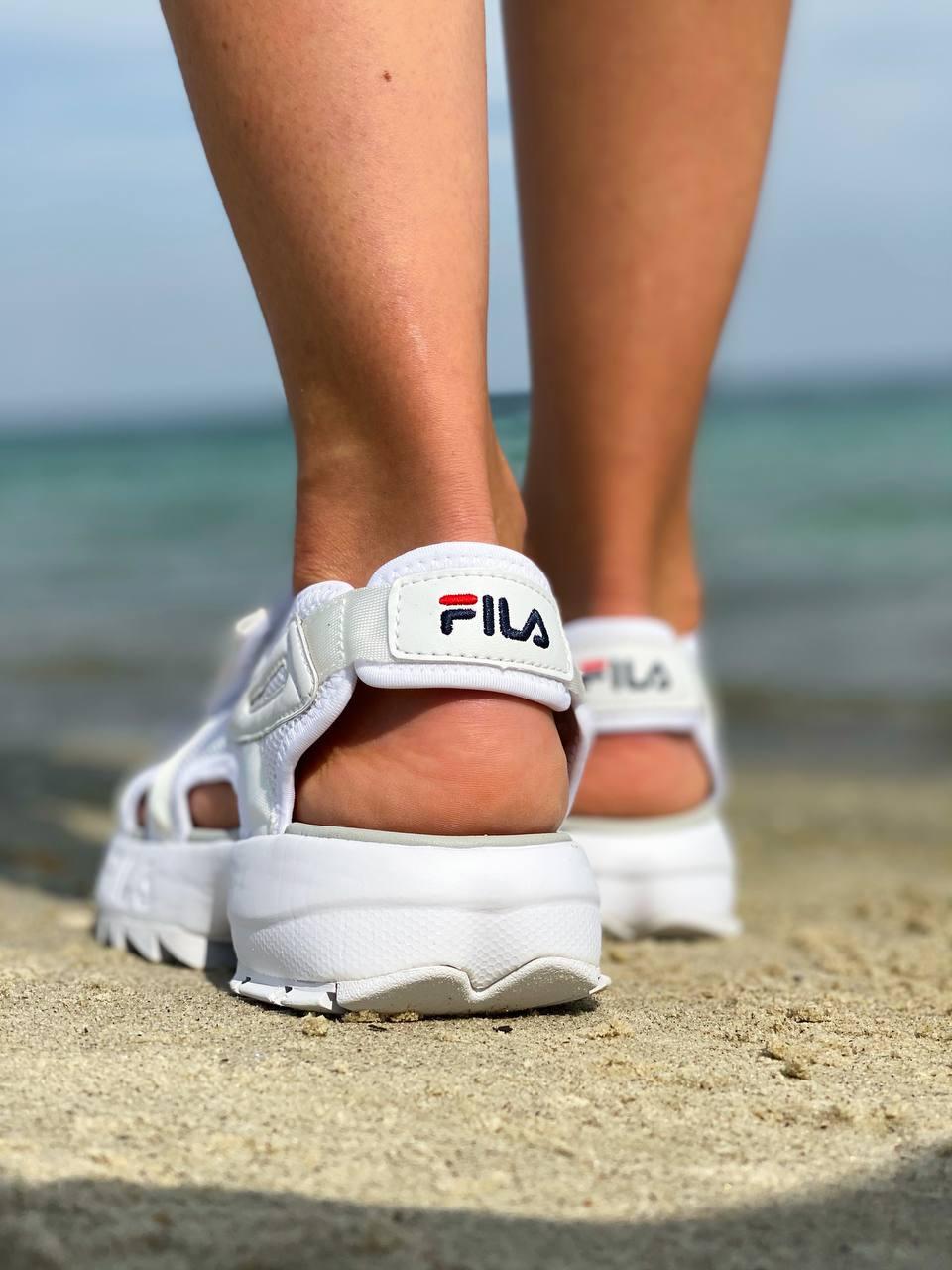 Fila disruptor cheap sandals on feet