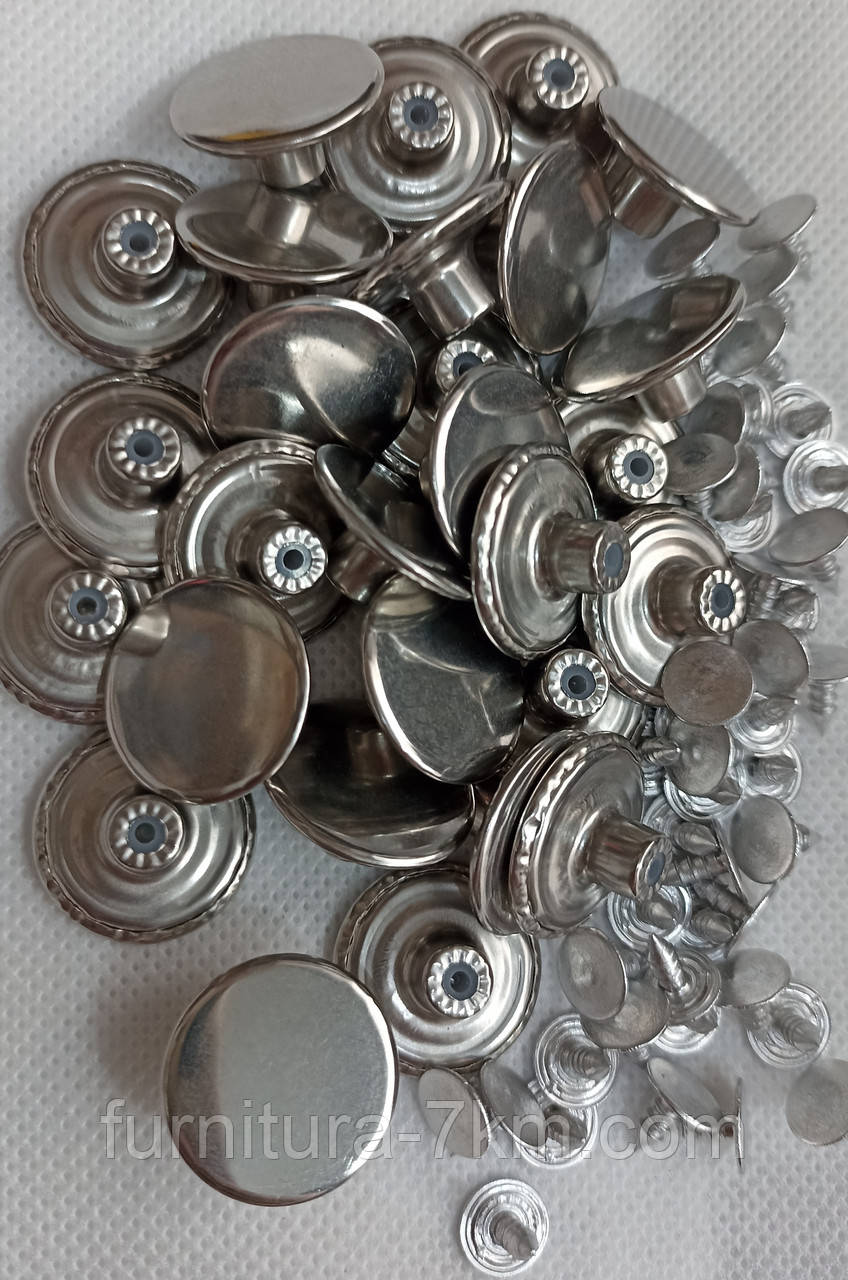 Ґудзики джинсові 17 мм
1 уп — 1000 шт. — срібло неіржавка сталь, фото 1