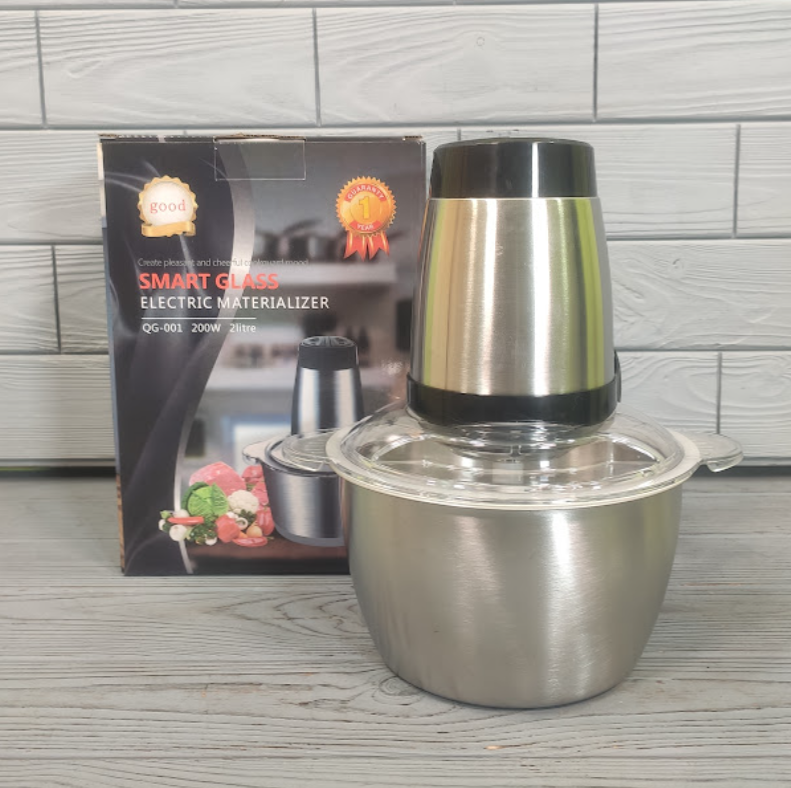 Блендер — подрібнювач із металевою чашею кухонний 2 л QG-01 / Подрібнювач Блискавка, фото 1