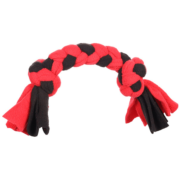 Flamingo Womas Fleece Bone With Rope МОТУЗЯНА КІСТКА З ВУЗЛАМИ іграшка для собак Червоний з чорним M | 5х36 см, фото 1