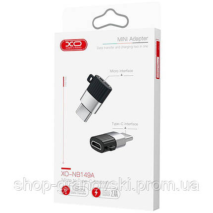 Перехідник OTG XO NB149A micro USB to Type-C, фото 2