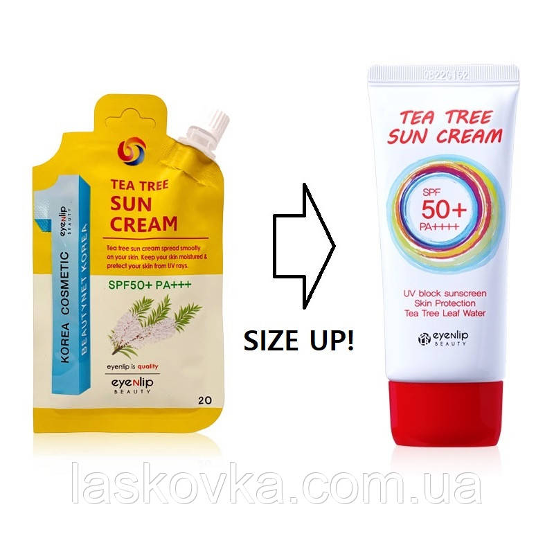 Солнцезащитный крем Eyenlip Tea Tree Sun Cream SPF 50 PA зеленый чай - фото 3 - id-p1849738468