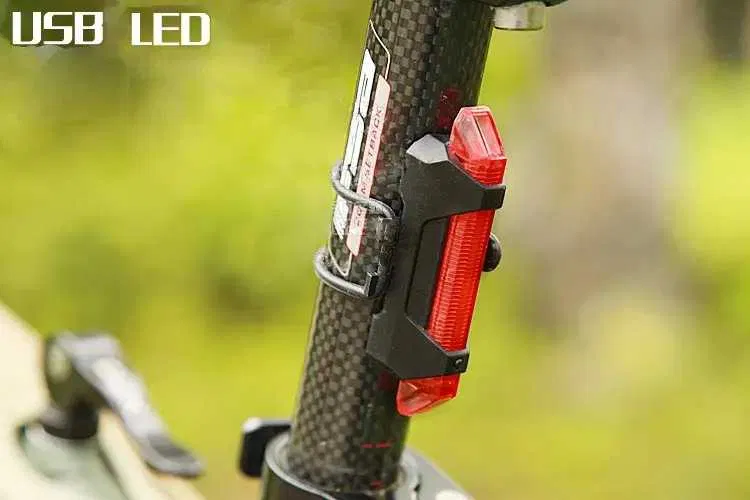 Ліхтар велосипедний універсальний, акум. Li-ion, micro USB, червоний>