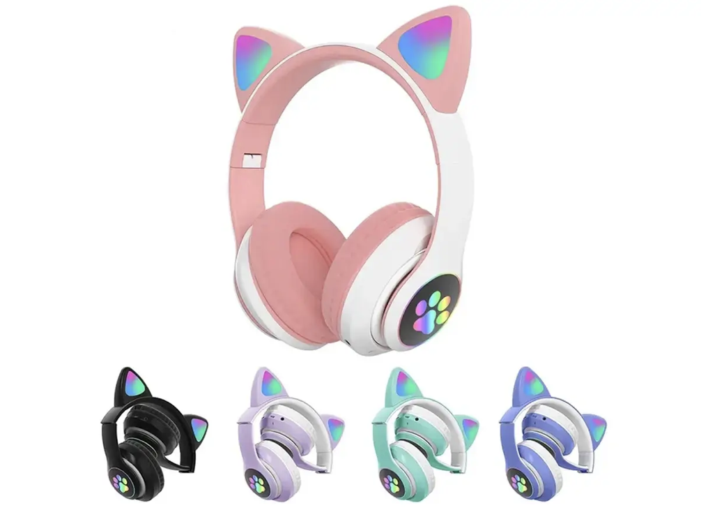 Бездротові Bluetooth-навушники з вушками Cat Ear VZV-24M/8079 з LED-підсвіткою (80 шт./ясть)