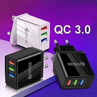 Швидка зарядка 20Вт на 3 порти USB QC 3.0 Блок живлення Зарядний пристрій для айфону та смартфону