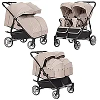 Коляска для двійні з переноскою CARRELLO Connect CRL-5502/1, Cotton Beige