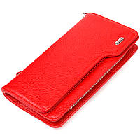 Вместительное женское портмоне клатч из натуральной кожи CANPELLINI 21535 Красное GG