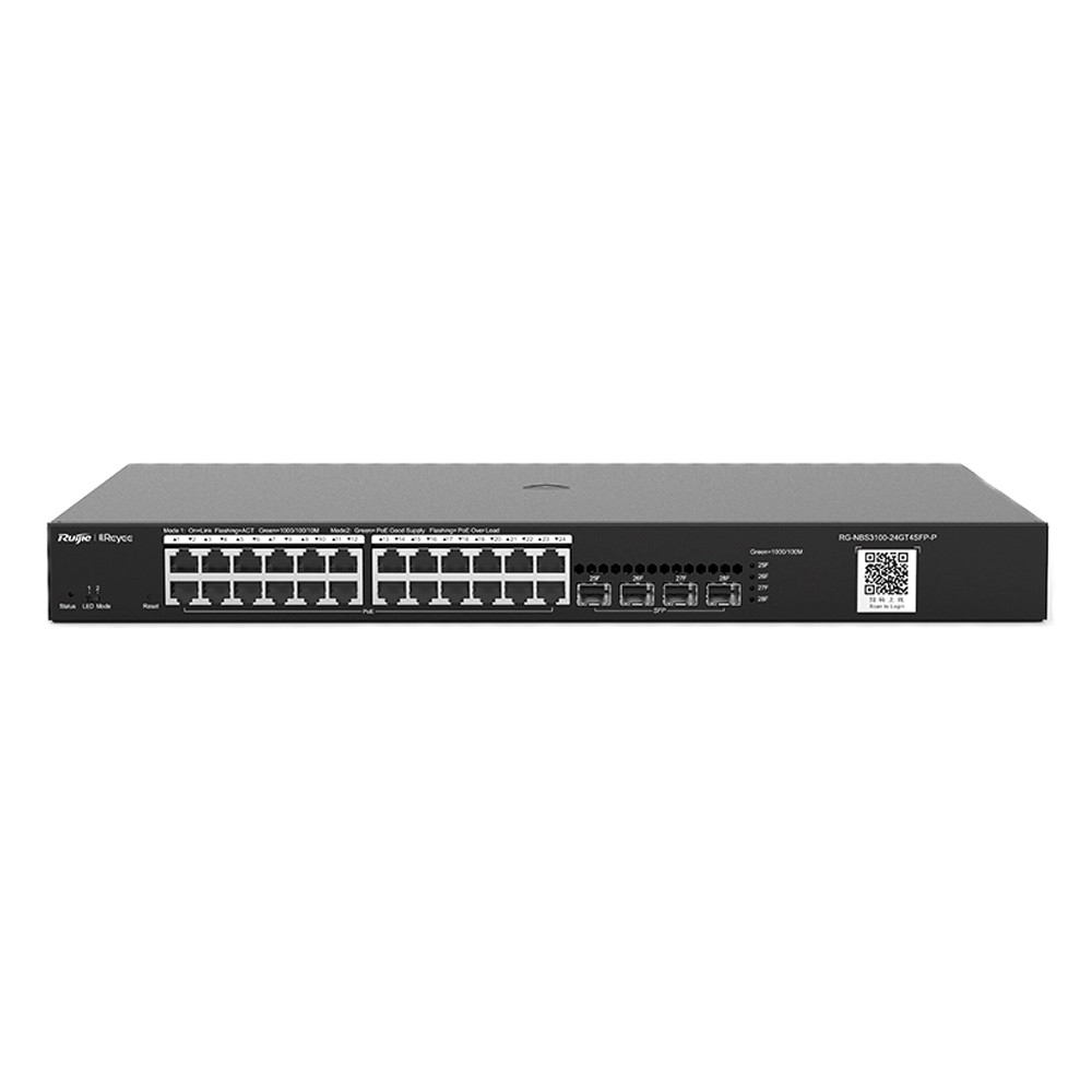 РоЕ-комутатор Ruijie Reyee RG-NBS3100-24GT4SFP-P 28-портовий гігабітний хмарний керований, фото 1