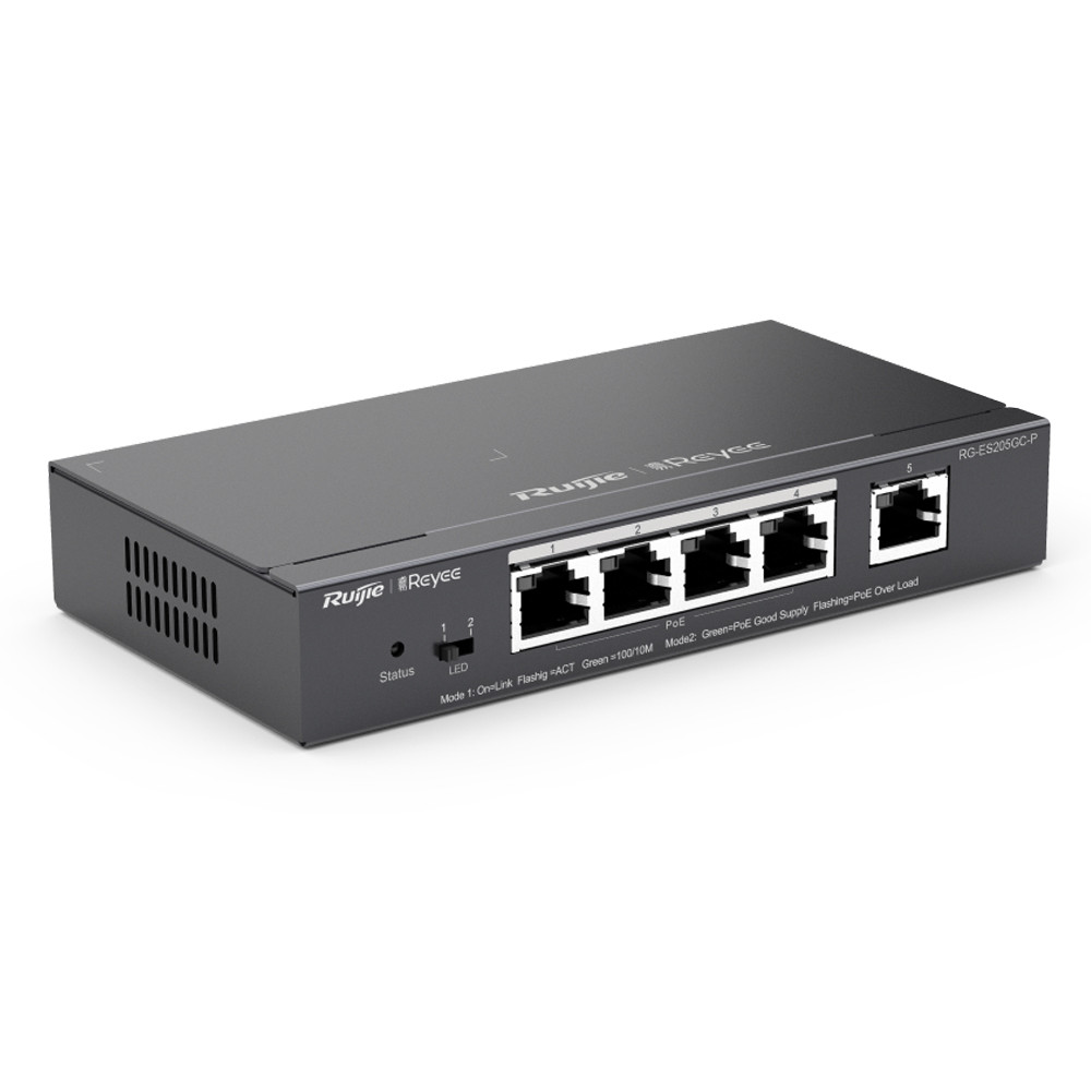 РоЕ-комутатор Ruijie Reyee RG-ES205GC-P 5-портовий гігабітний інтелектуальний, фото 1