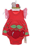 Боді-сукня з коротким рукавом для дівчинки Вишенька червона бавовна MiniPapi