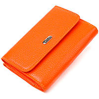 Стильный удобный женский кошелек с монетницей CANPELLINI 21594 Оранжевый. Натуральная кожа флотар