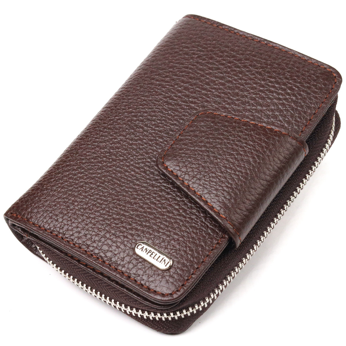 Надійний вертикальний гаманець невеликого розміру для жінок CANPELLINI 21600 Коричневий. Натуральна шкіра