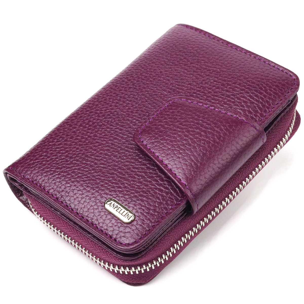 Надійний вертикальний гаманець невеликого розміру для жінок CANPELLINI 21601 фіолетовий. Натуральна шкіра