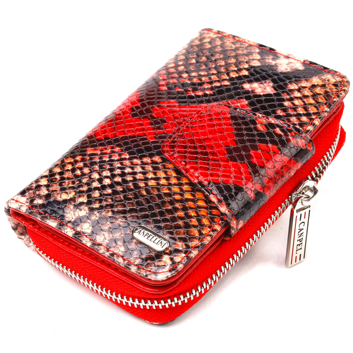 Надійний вертикальний гаманець невеликого розміру для жінок Різнобарвний CANPELLINI 21605. Натуральна шкіра