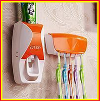 Диспенсер дозатор для зубной пасты и щеток автоматический,держатель для зубных щеток зубной пасты Оранжевы j&s
