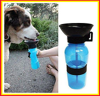 Поилка для собак,дорожная прогулочная бутылка с чашей для воды переносная поилка для собаки Голубая j&s