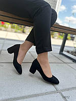 Жіночі туфлі замшеві еко замши чорний колір