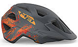Велошолом MET Eldar сірий-оранжевий для дітей, легкий з вентиляцією та козирком, фото 3