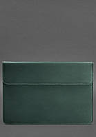 Шкіряний чохол-конверт на магнітах для MacBook 15-16 дюйм Зелений Crazy Horse